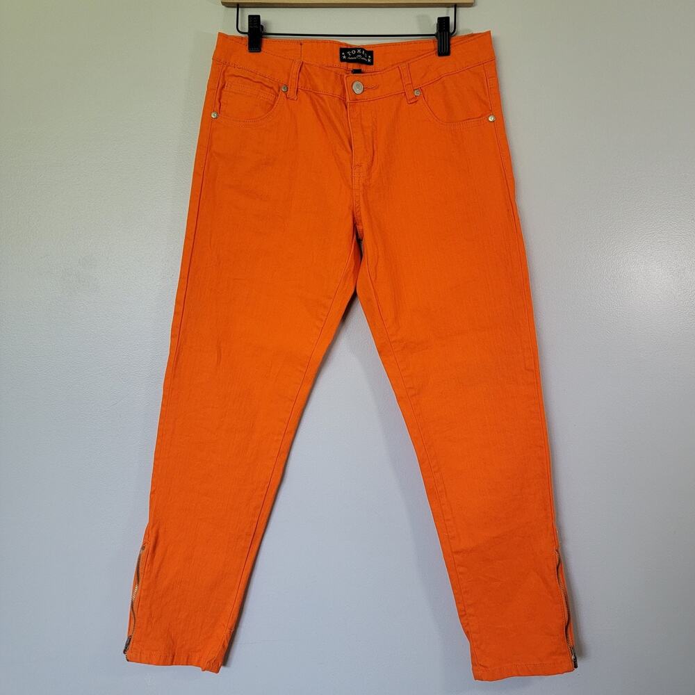 Halloween Pumpkin Orange Pants Womens Juniors Sz 11 Skinny Zipper Ankle Cosplay